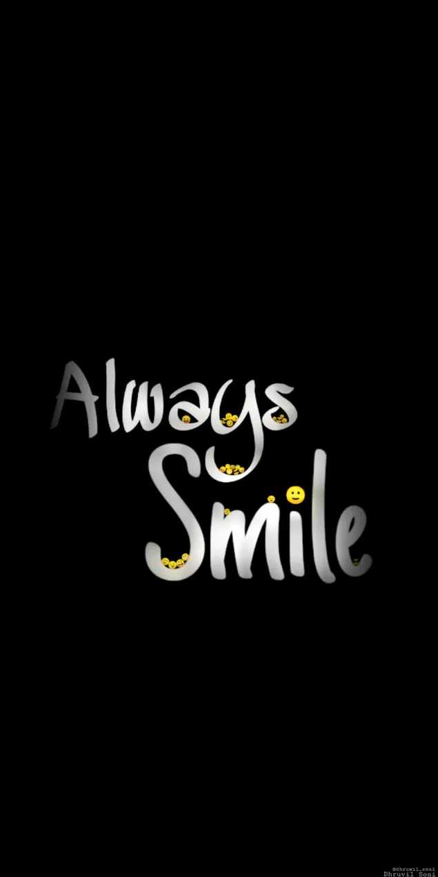 Chữ Always Smile có mặt cười trên nền đen tải xuống