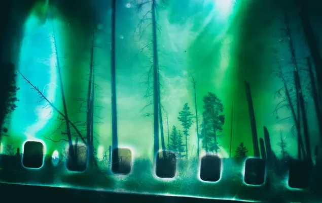Increíble bosque natural en la franja de la película.