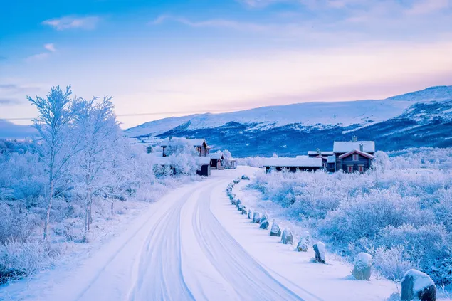 Pemandangan lanskap musim dingin yang menakjubkan 2K wallpaper