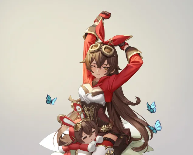 Tapeta Amber se cítí unavená a dává si spací zábaly | Ganshin dopad 2K