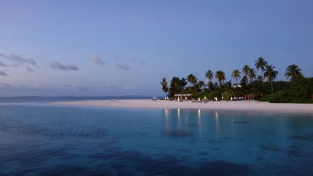 Ambiente encantador de la tarde de Maldivas en una playa