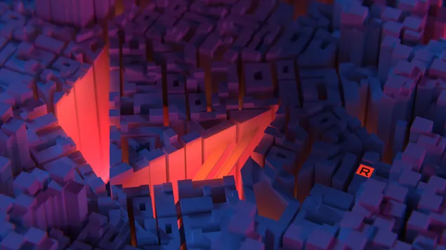'AMD Ryzen' 3D Abstract Blox LOGO 4K achtergrond