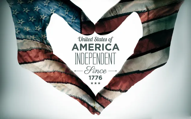 Hati pola bendera Amerika terbuat dari tangan untuk perayaan hari khusus hari kemerdekaan