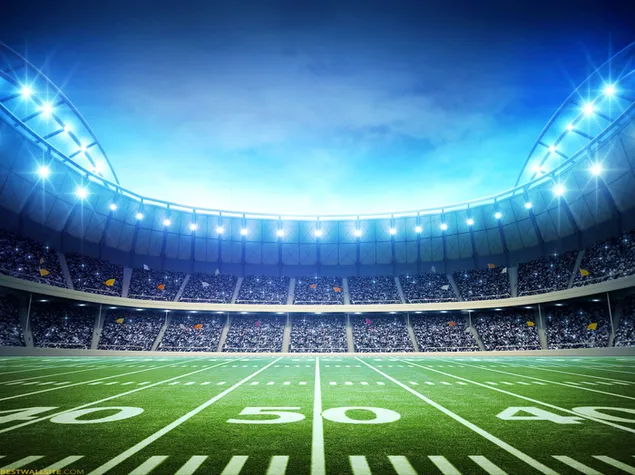 アメリカンフットボールの照らされたスタジアムの画像 ダウンロード