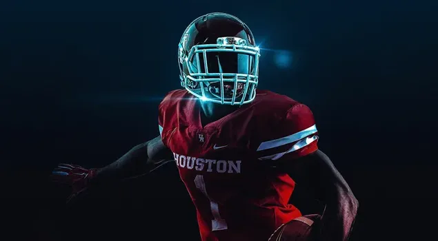 身穿深藍色正面紅色運動衫的美國足球運動員 2K 壁紙