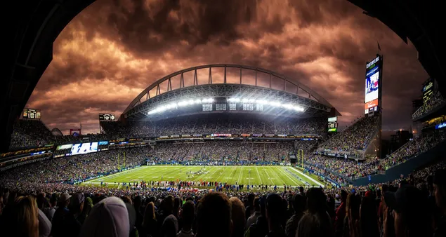 Gambar stadion sepak bola Amerika dengan penonton banyak unduhan