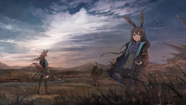 Franka & Liskarm과 함께하는 Amiya | Arknights (애니 비디오 게임) 4K 배경화면