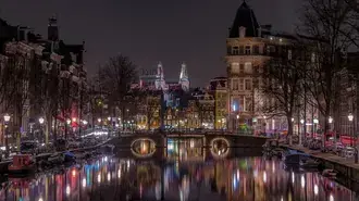 Amsterdami, europa, dritat e qytetit, kanali 2K sfond