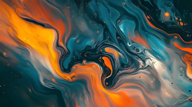 Abstrakta intensīva siltuma un rāmas plūsmas saplūšana dinamiskās krāsās 2K fona tapete