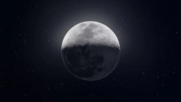 暗い空間の星の間で満月のクローズアップビュー ダウンロード