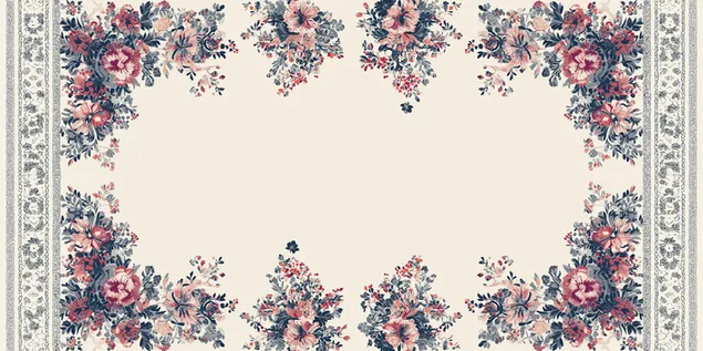 Un motivo ornamentale di tappeto vintage con bordo floreale 2K sfondo