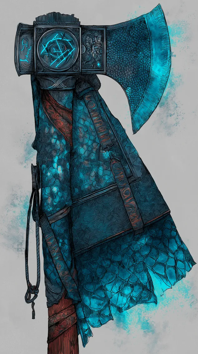 Al Schluechtaxt mat Runen, Fantasiewaffenkonschtwierk HD Tapeten