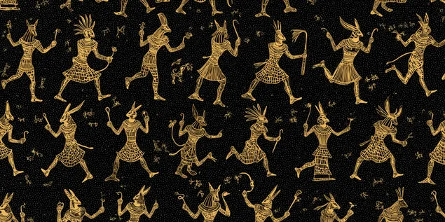 povtoryayushchiysya uzor na tkani s izobrazheniem drevneegipetskikh bozhestv skachat'