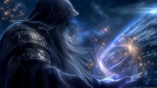 Hình nền Phù thủy cổ đại triệu hồi phép thuật trong thế giới vũ trụ 2K