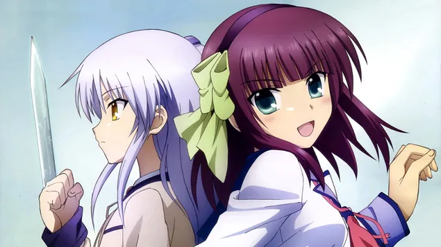 Taustpilt Angel Beats – Kanade Tachibana (Angel) ja Juri Nakamura 2K