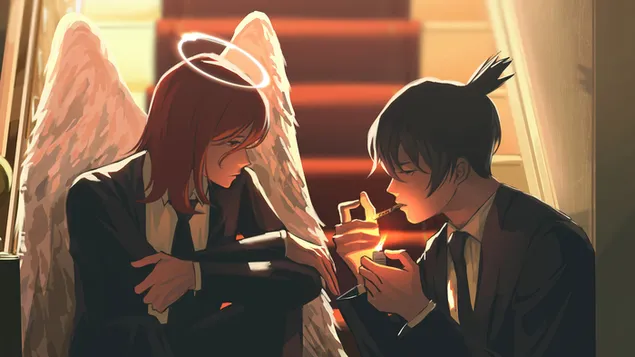 angel devil & aki hayakawa gjuetari i djajve per sigurine publike nga anime chainsaw man shkarkim