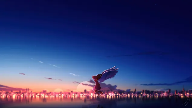 Noia àngel volant 4K fons de pantalla