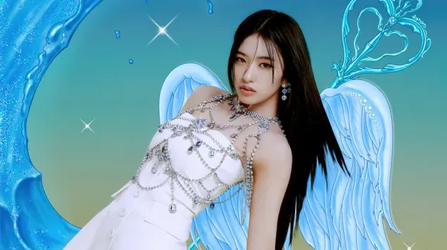 Angel 'Yujin' من IVE - التقطت الصور لألبوم 'Love Dive' 4K خلفية