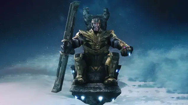 Zorniger Thanos sitzt auf seinem Thron herunterladen