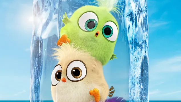 Angry birds animated movie green and yellow cute baby birds