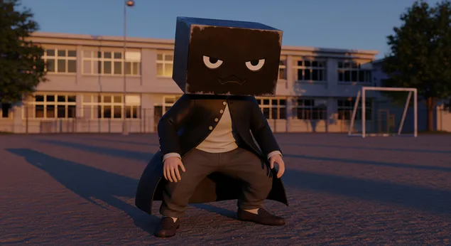 Roserei Kubuskäppeg Figur am Schoulhaff Sonnenënnergang als Desktop Hannergrond 4K Tapeten