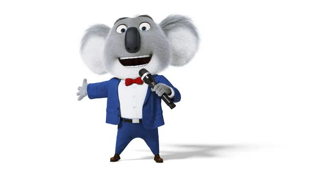 Tapeta Animovaná filmová postava podnikateľa v modrom mini obleku buster moon v modrom obleku 4K