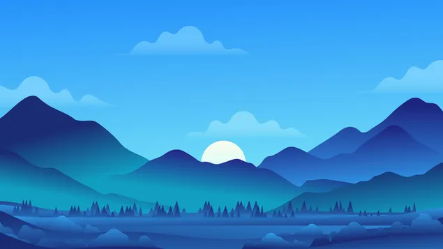 animation illustration av moln former, berg och himmel med midnatt bla trad ladda ner