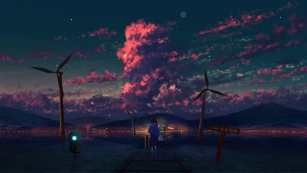 Anime Art Night Sky Scenery