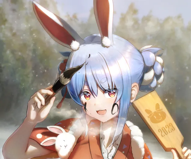 Taustpilt Anime kaunis tüdrukmuusik Usada Pekora 2K