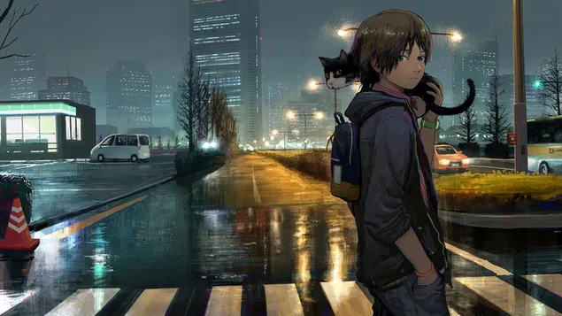 Anime Boy Night City