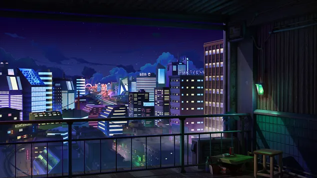 Edificios de anime 4K fondo de pantalla
