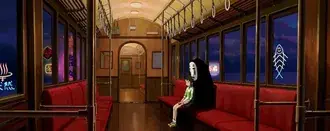 Anime - Chihiro e No face in a train (Spirited Away) 2K papel de parede