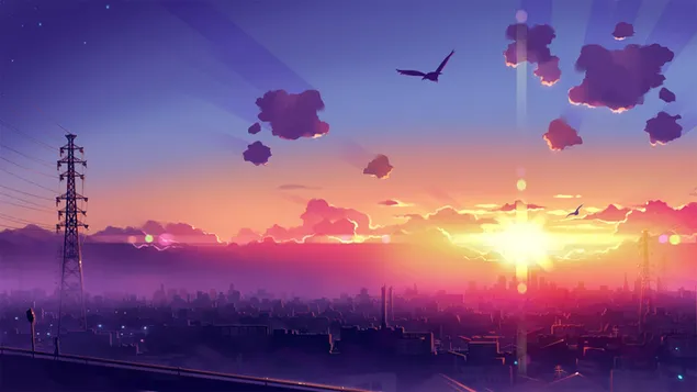 HD wallpaper anime cityscape  Wallpaper Flare