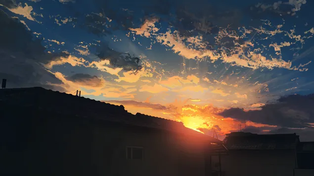 Anime digital art, Sunrise 4K wallpaper
