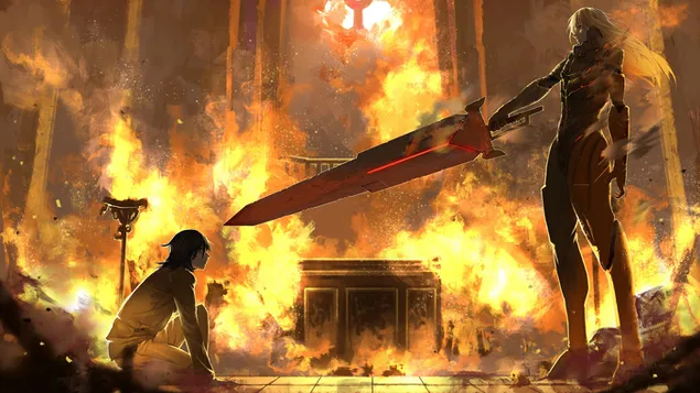 Anime Fantasy Battle Sword 4K imagine de fundal