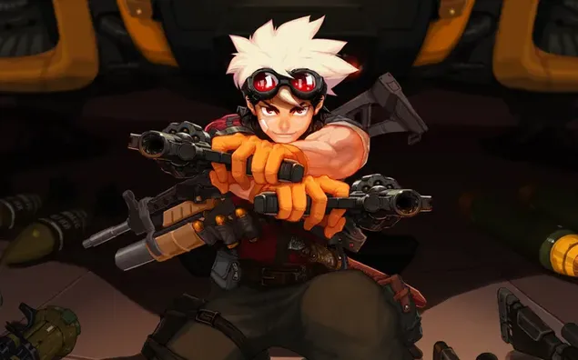 anime game boy disparat amb la seva pistola baixada