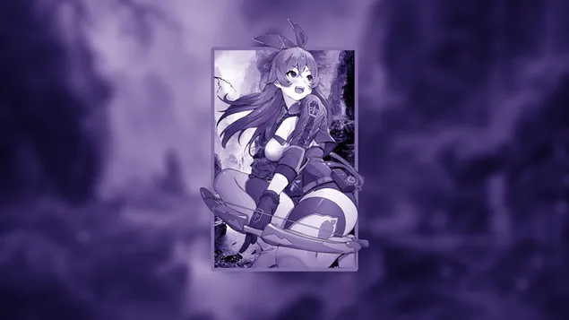 anime tytto amber & violetti tausta | genshin vaikutus lataa