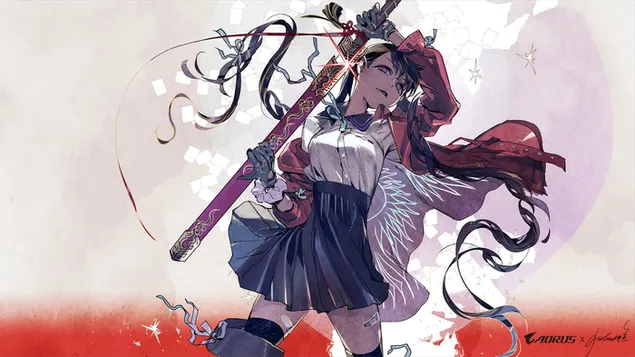 Anime-Mädchen AORUS 4K Hintergrundbild