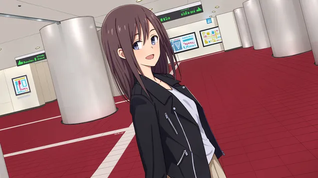 فتاة أنيمي في الردهة 4K خلفية