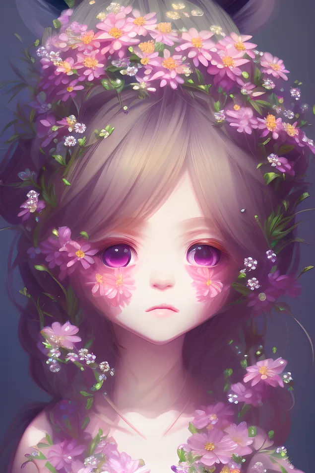 Шпалери Аніме дівчина фону 4K