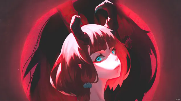Anime Girl Demon Horns 4K wallpaper