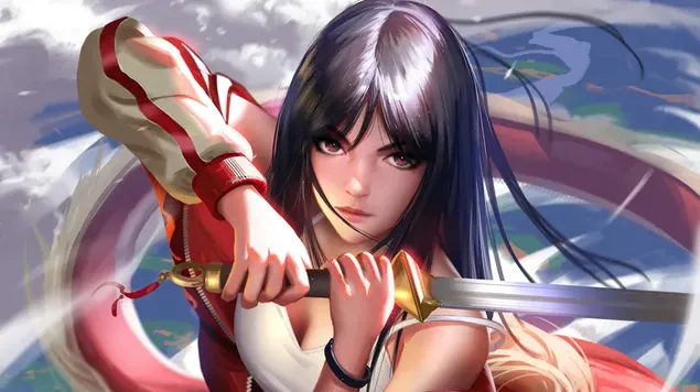 Anime-Mädchen und ihr Schwert 4K Hintergrundbild