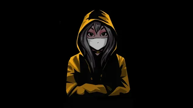 顔を隠すアニメの女の子 4K 壁紙