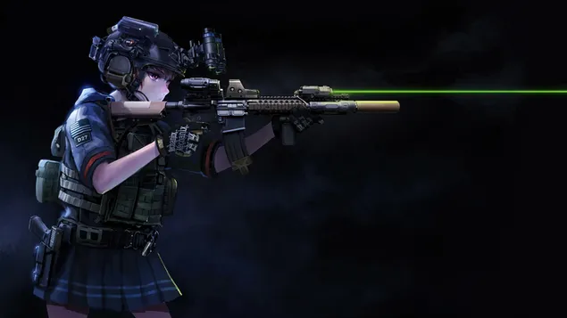 Hình nền Anime Girl Soldier MK-18 Mod1 4K
