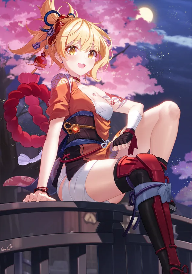 anime dievca yoimiya pekne zlate oci | genshin impact stiahnut