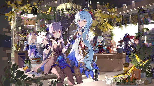 动漫女孩在商场 | 客清 & 甘雨 (Ganshin Impact) 8K 壁纸