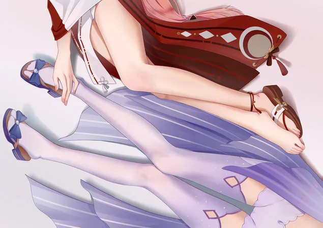 สาวอนิเมะขายาวสุดฮอต | ผลกระทบกันชิน 4K วอลเปเปอร์