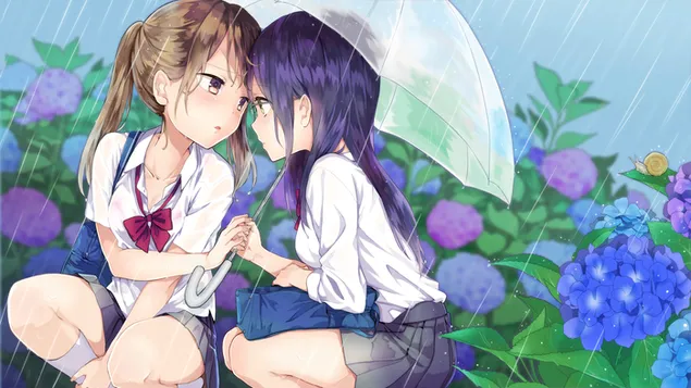 Anime - girls under the rain