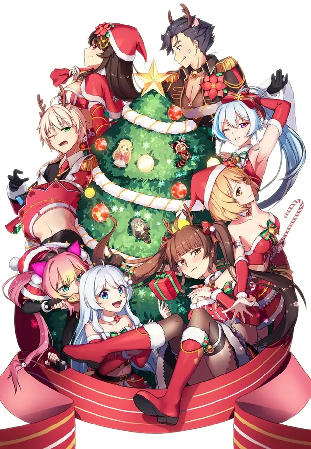 Những cô gái trong anime với cây thông Noel tải xuống