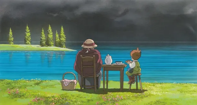 Anime - Grandma Sophie and Markle picnic by the lake  download